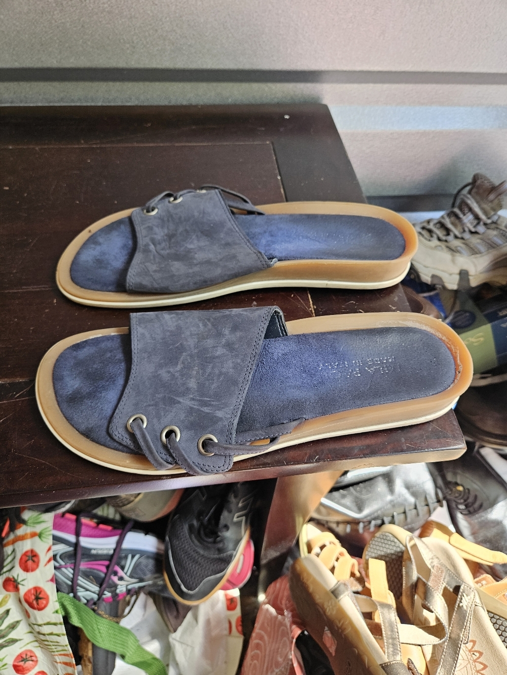 Mia Paoli Womens Sandals Blue Suede Made in Italy Size 9 - Picture 4 of 6
